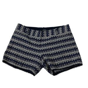 The Limited Aztec Tribal Design Women White & Blue Tweed Shorts Sz 8 Pockets